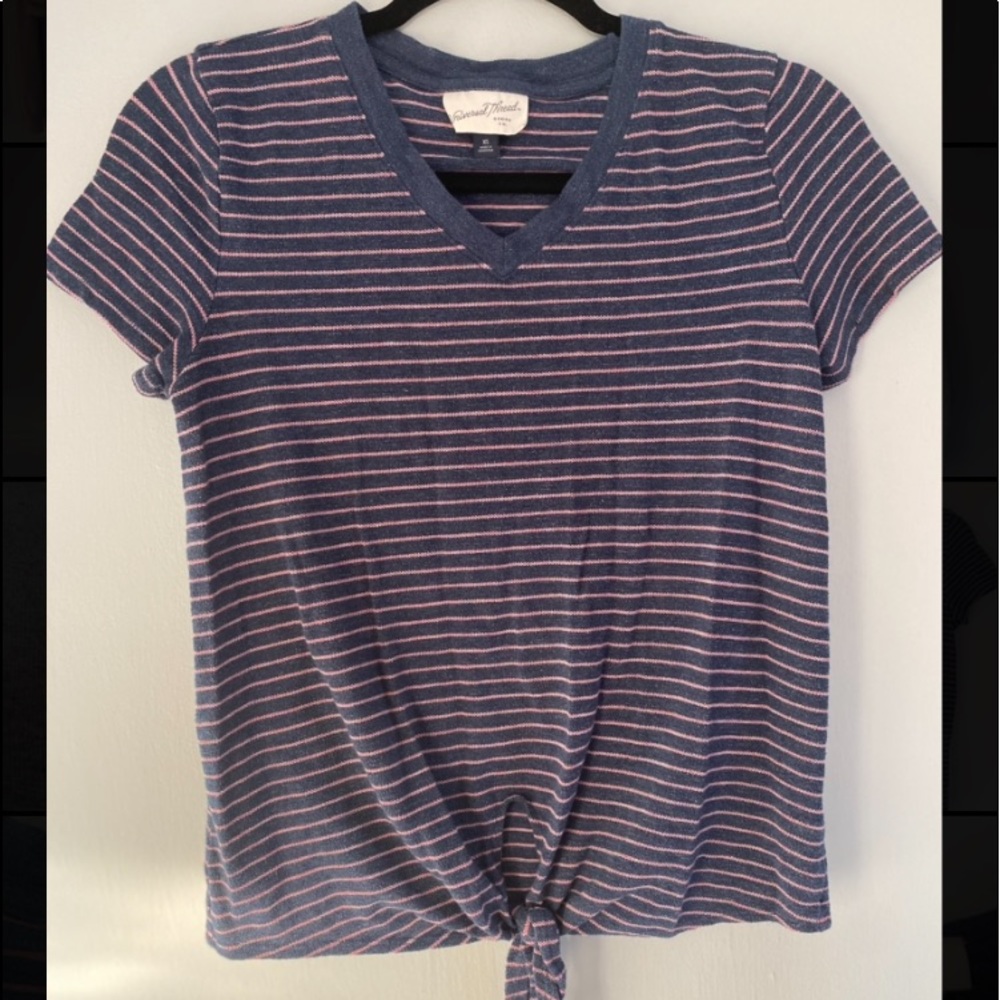 blue and pink striped shirt